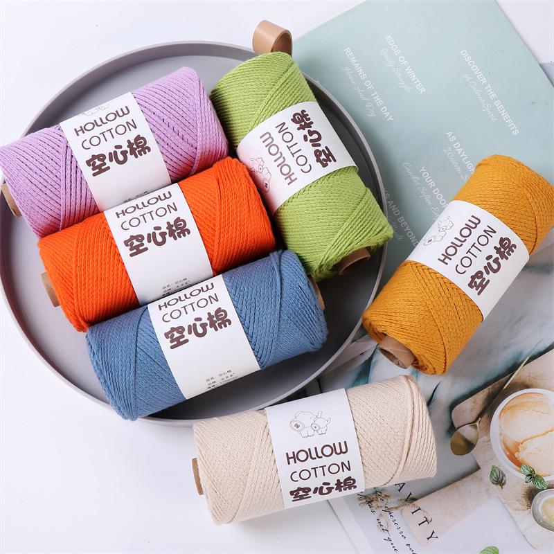 2mm Hollow Pure Cotton Scarf & Bag Yarn for DIY Crochet and Handwoven Projects