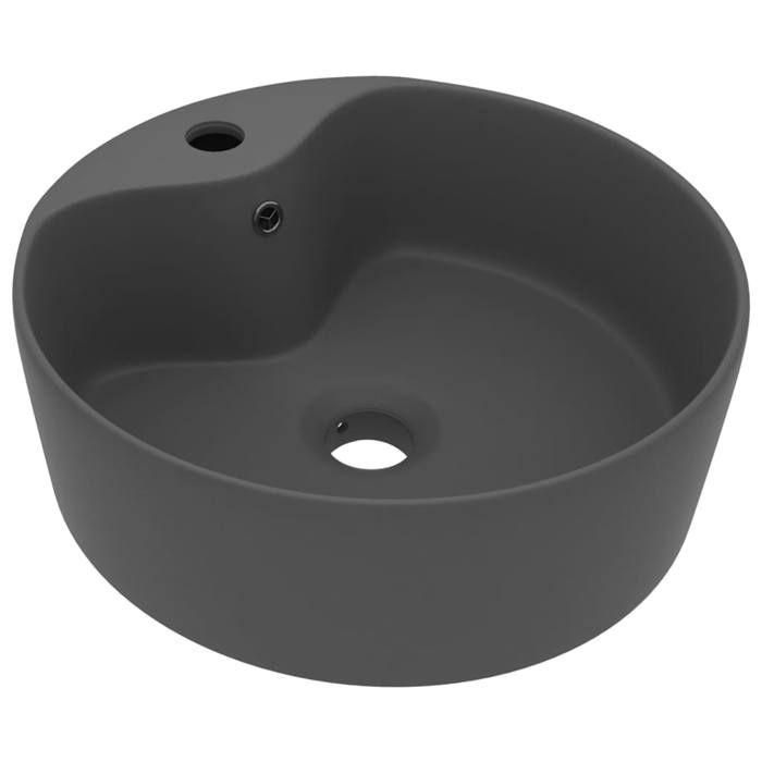 VidaXL Lavabo de Luxe avec Trop-plein Vasque à Poser de Toilette Lave-mains de Salle de Bain Salle Cosmétique Maison Gris 147038