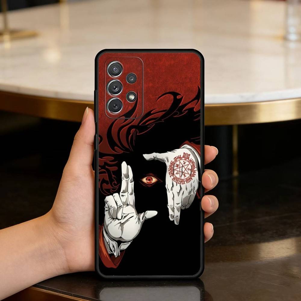 Dark Anime Hellsing Alucard Phone Case For Samsung Galaxy A73,A72,A71,A70,A53,A52,A51,Soft Silicone Black Cover