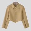 INCERUN Men Lapel Neck Splits Long Sleeve Irregular Cropped Loose Blazer Coats