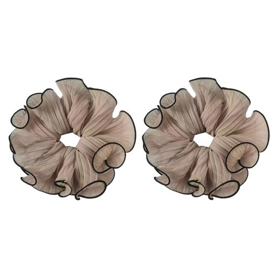 2Pcs Hair Ties for Women, Soft Fabric Oversized Hair Ropes, Ruffled Design Back Head Bun Hair Bands, Hair Accessories for Daily Life School Office