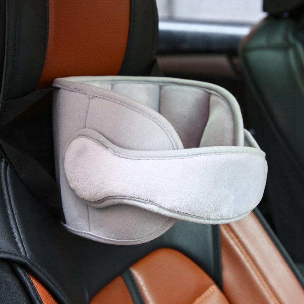 Car Seat Headrest Pillow Sleeping Head Support Pad Fixing Band for Kids Baby (Gray)