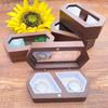 Square Mini Wood Rings Box Luxury Jewelry Organizer Simple Rings Bearer Box  Couple