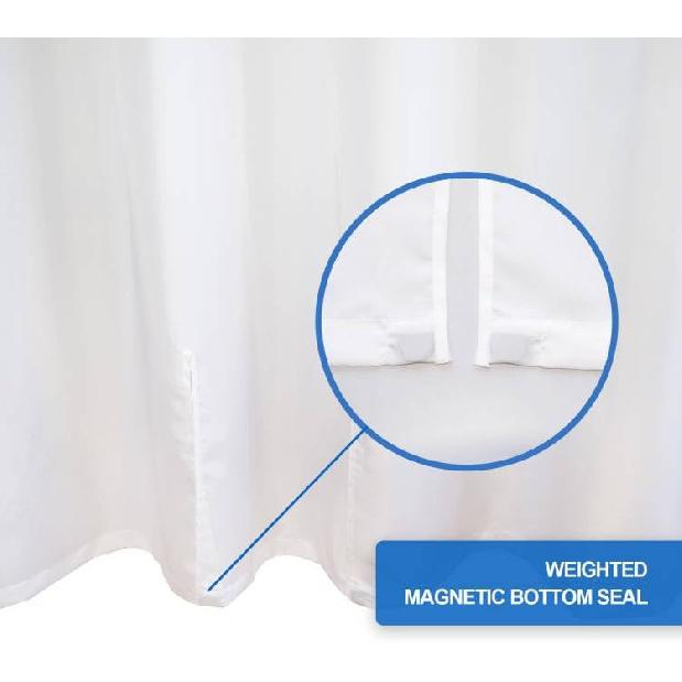 YISURE Split Shower Curtain for Bath Sliding Transfer Benches, White Polyester 80x74 Bath Curtain with Two 13.4x11.8-Separated-Away Slits at Bottom,