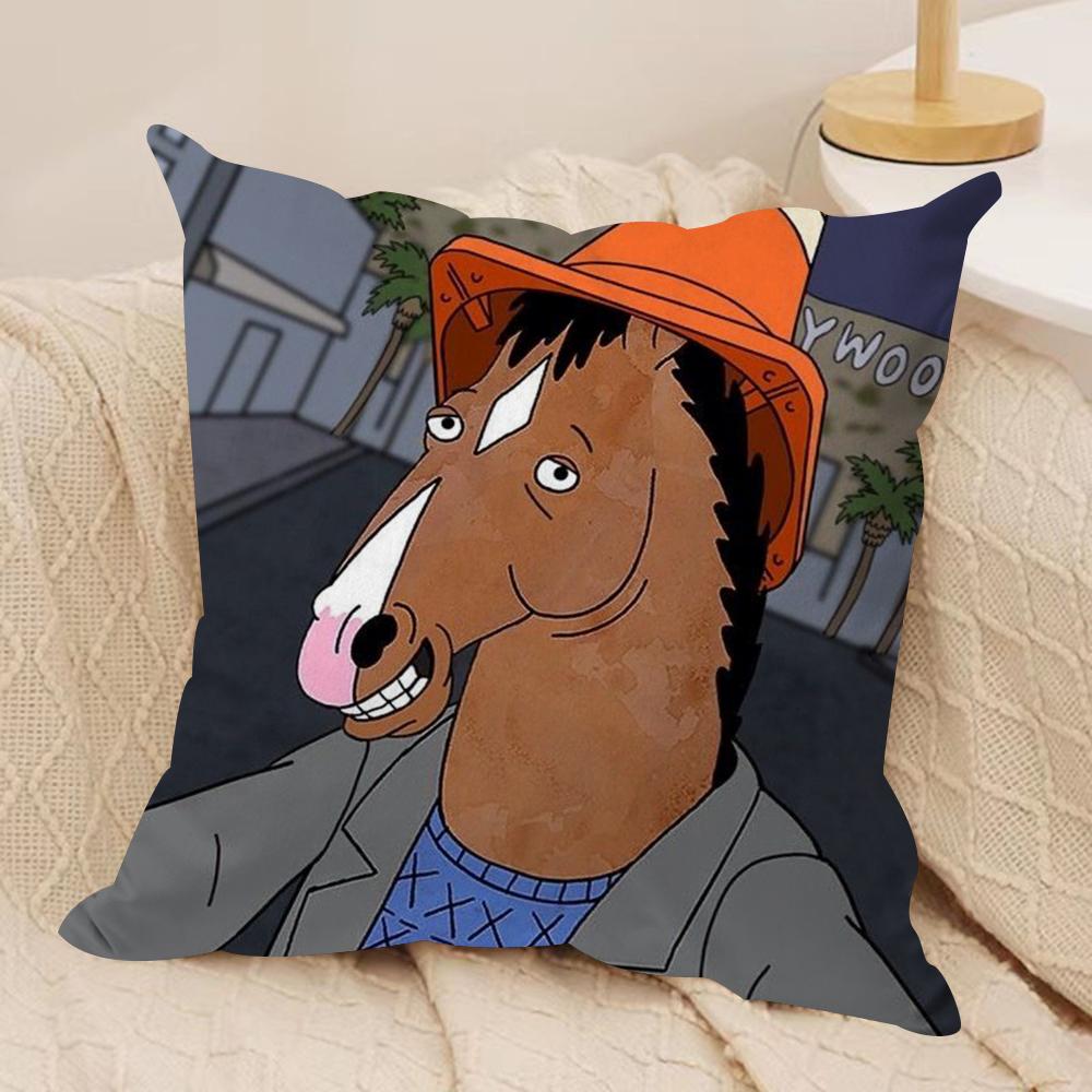 B-Bojack Horseman Cushion Cover Soft Plush Fabric Double-Sided Printed Sofa Cushion Cover For All Seasons Home Decor Gift