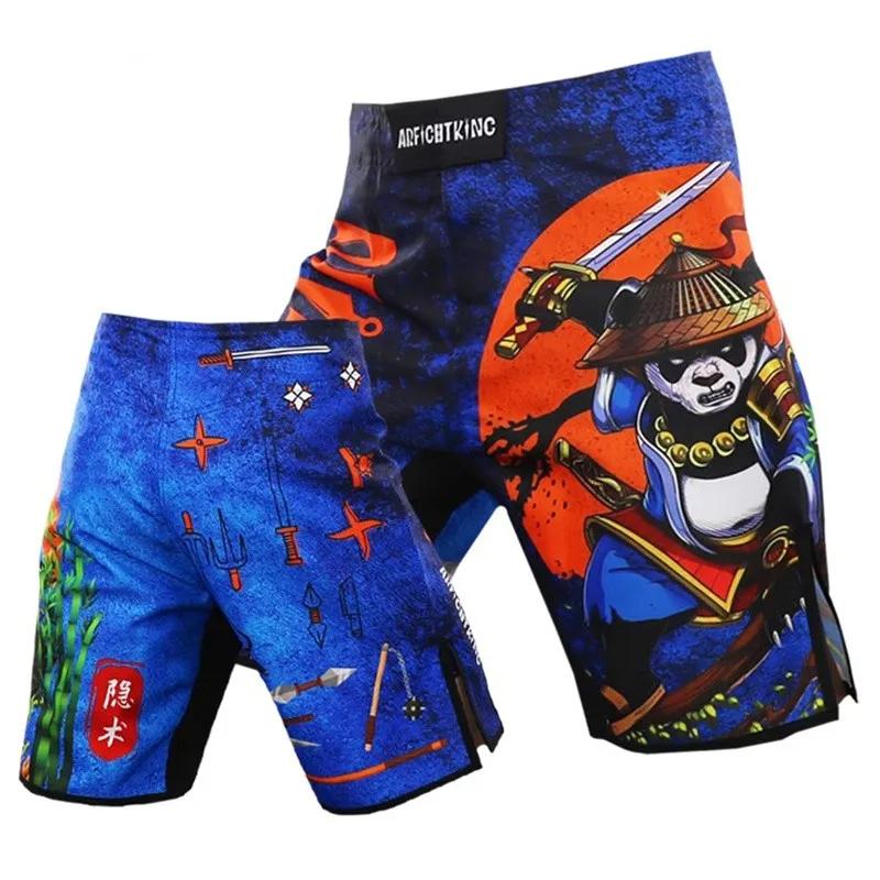 Men MMA Shorts Boxing Lion Printing Workout Muay Thai Gym Sports Pants Jiujitsu Fight Wear