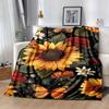 1pc Sunflower Printing Lightweight Flannel Blanket, Comfortable and Warm Blanket, for Camping Sofa Bed and Couch Office, In All Seasons