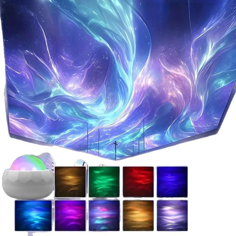 Seven-Color Aurora Starry Sky Lamp with Water Ripple Projection
