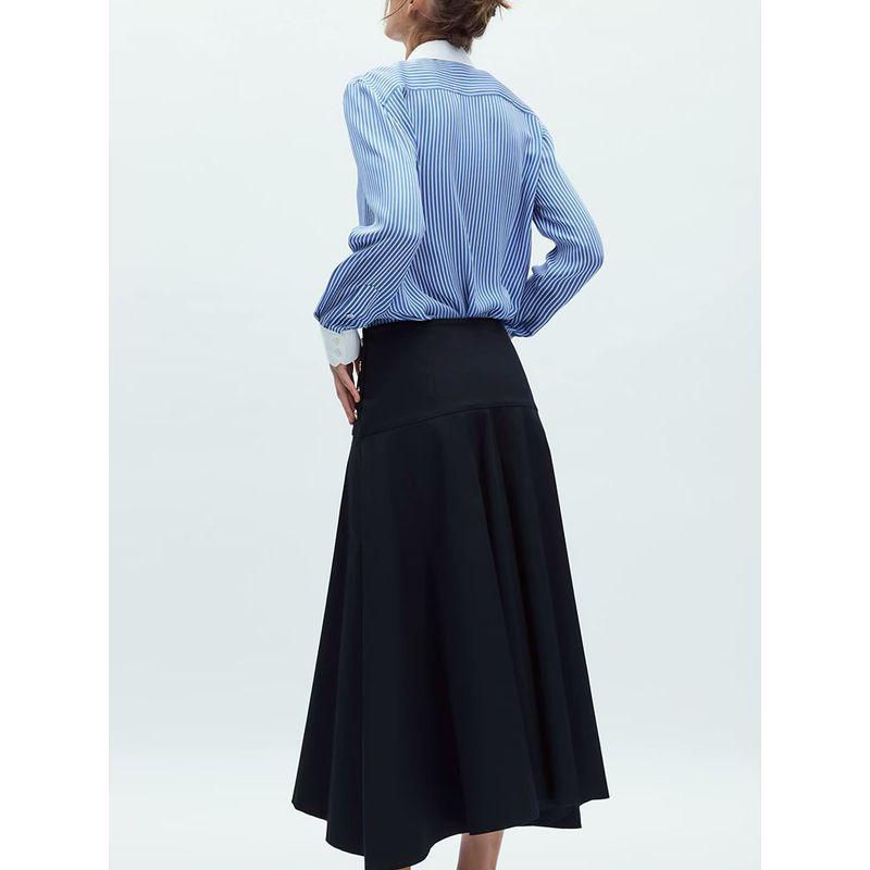 Za2025 Spring New Women Clothes Casual All-matching Color Matching Stripe Lapel Long Sleeve Shirts 2586039 044