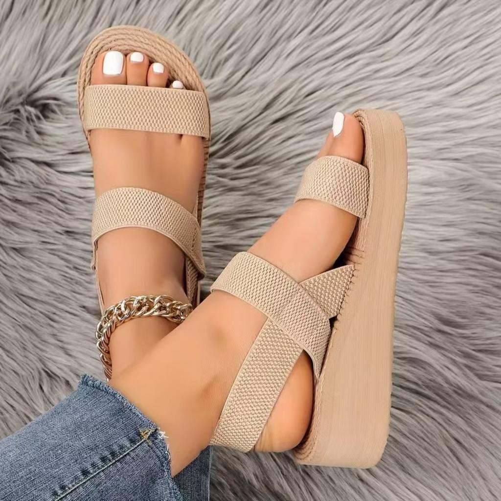 Ladies, Adjustable, Open Mouth Sandals, Breathable Fabric Surface, Lightweight EVA Sole, Outdoor Shoes, Cross Design, Soft Insole, Casual Shoes