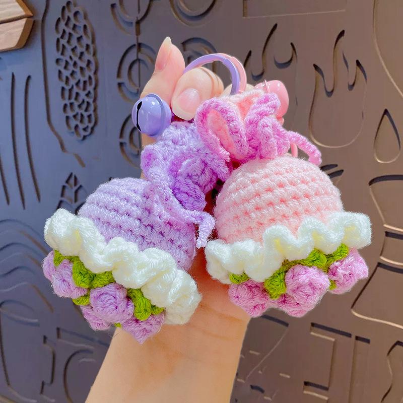 Hand-Woven Wool Bouquet Keychain Pendant Couple Schoolbag Keychain Pendant Valentine'S Day Gift