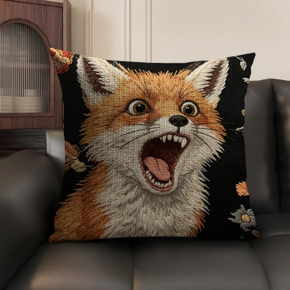 2D Scream Tiere Retro Kissenbezug Natürlicher Leinen Bio-Stoff Beidseitiger Druck Sofa Heimdekor Geschenk Kissenhülle