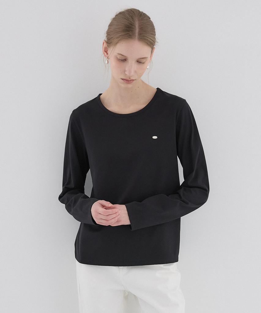 Our Hope Logo Silky Round Neck Sleeve T-Shirt - Black