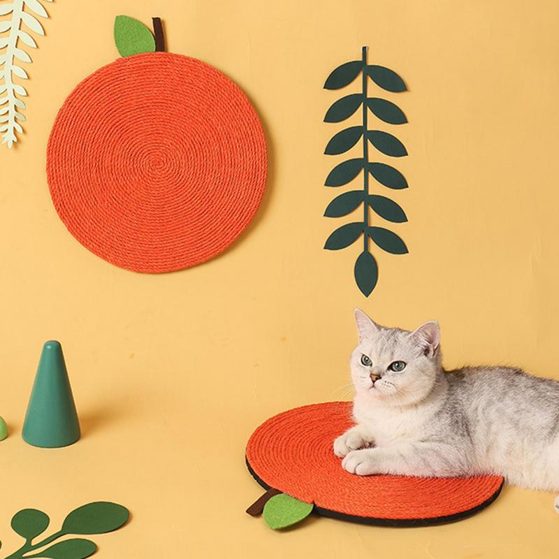 Cat Scratcher Toy Anti-slip Small Cat Scratching Mat Furniture Protection Orange Shape Sisal Cat Scratcher Mat For Exercise Toy