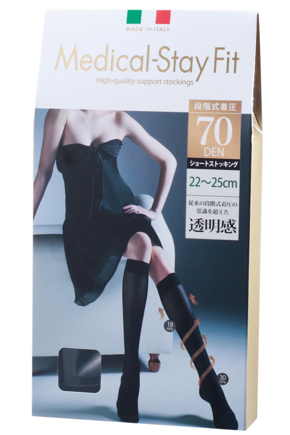 

Компрессионные чулки тонкие медицинские Stay Fit короткие чулки длиной до колена 70 ден черные Сделано в Италии Fit прозрачные носки Just Wear 22-25 см