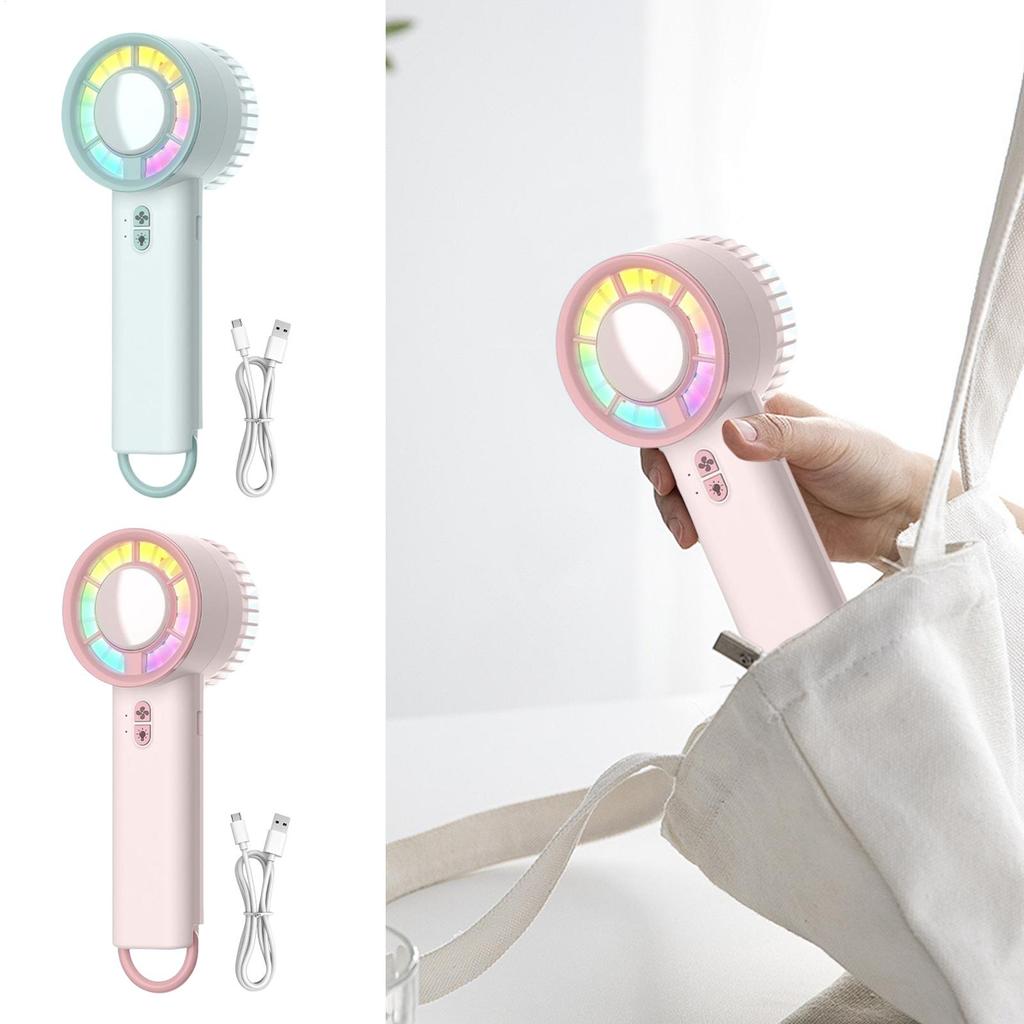 Small Portable Fan Handheld Portable Fans For Traveling Quiet 3 Gear Wind Powerful Ventilador With Colorful Light For Personal