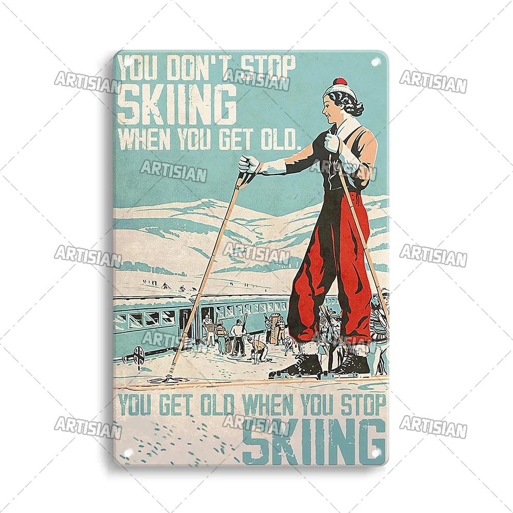 ArtisianSkiingMetalSign Artisian Skiing Metal Sign - Snowboarding/Sledding Sport Tin Plate, Garage/Bar Wall Decor