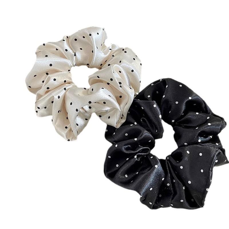 New Polka Dot Black And White Scrunchies Large Hair Bands Female Elegant Hair Rope Ties Ponytail Holder Headwear