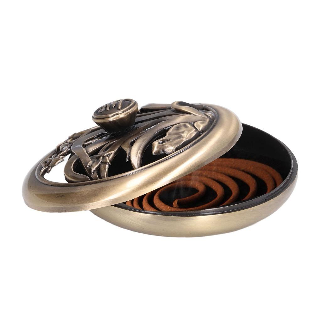 Bronze Retro Coil Incense Censer Buddha space daily incense placement Orchid