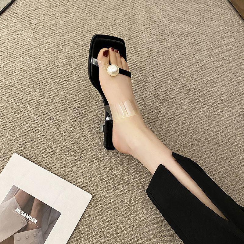 Fashion Light Luxury Cool Slippers Go Out In the Summer of 2025, High-end Kitten with High Heels Temperament, Evening Breeze