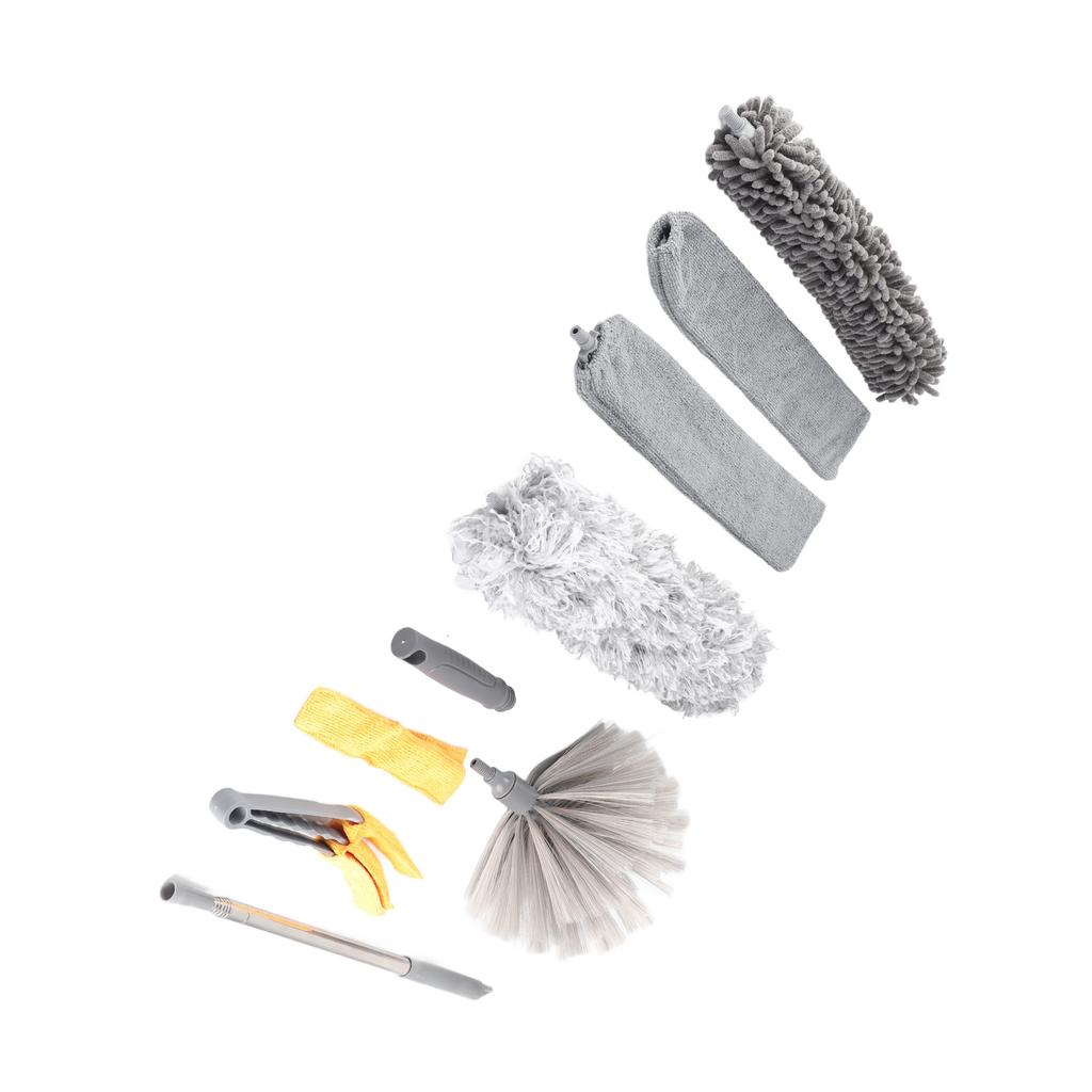 9 delar Mikrofiber Dammvippa Kit Förlängningsbar Fjäder Dammvippa Hushållsstädverktyg för Takfläkt Bil