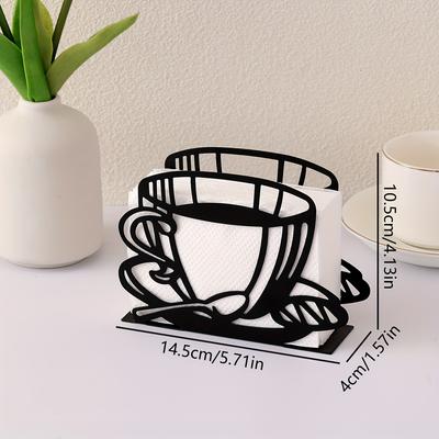 1 buc, suport pentru șervețele din fier cu design pentru ceașcă de cafea - agrafă verticală pentru prosoape de hârtie pentru masă din metal pentru decor acasă, hotel sau cafenea