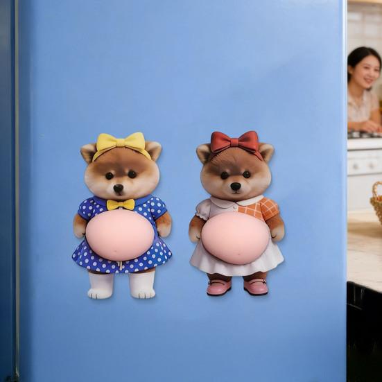 3D Pet Belly Sticker Soft Anti-Collision Sticker Cartoon Kitten/Puppy Decal with Big Belly Cute