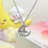Butterfly Moon Necklace 1Pcs Korean Fashion Women Alloy Chain Cute Design Elegant Jewelry for Party and Daily Wear