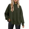 Women's Fashion Round Neck Long Sleeve Sweater Knitted Side Slit Pullover