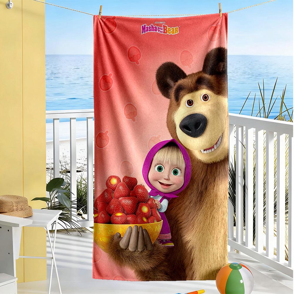 Masha Bear Beach Towel Super Soft & Absorbent Comfortable Lightweight
