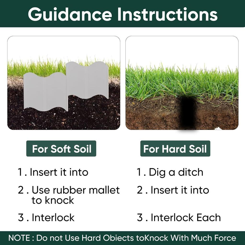 20 pezzi Bordure da Giardino in Plastica - Kit Bordure Decorative Facile da Montare, per Prato Fai da Te, Aiuole, Cortili, Vialetti - Deco Giardino Esterno