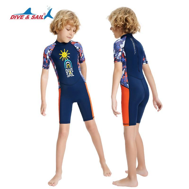 Kinderbadeanzug Jungen 'Einteiler Kurzarm Shorts Sonnenschutz Schnelltrocknend Mittel Alt Schwimmtraining Heiße Kleidung