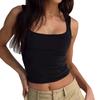 Ins Style Generous Collar Solid Color Sports Fitness Tank Top Women Wear Sexy Thin Top with Design Sense of Ultra-short Tank Top Slimming Suspender