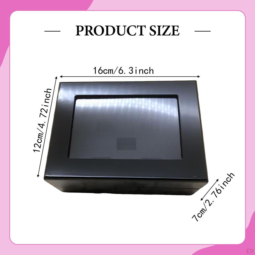 Box with Presentation Stand, Holder, Jewelry Organizer, Wooden Surface Smooth PU Coating,