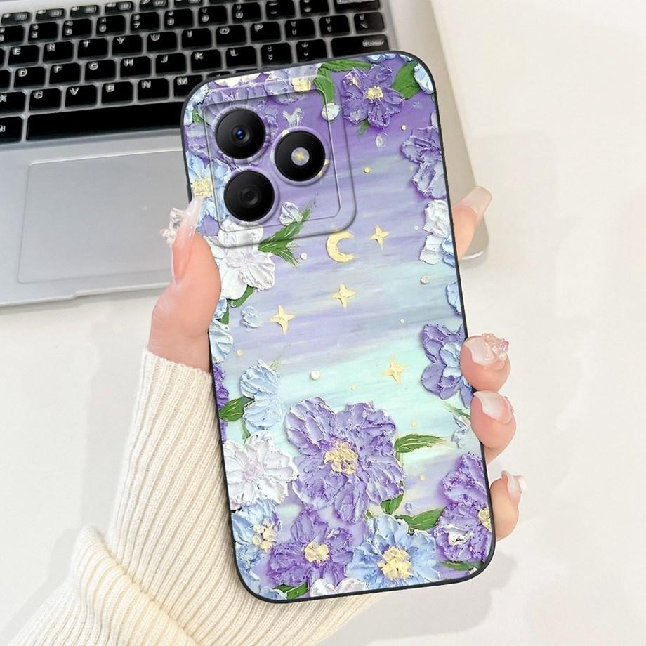 Pour Realme C63 C61 Global 4G Narzo N63 Coque Housse Silicone Souple Fleur Papillon Girly Mode Peinture Étui Téléphone Pare-chocs Fundas