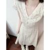 Elegant Floral V-Neck Short Sleeve Dress - Slimming Fit