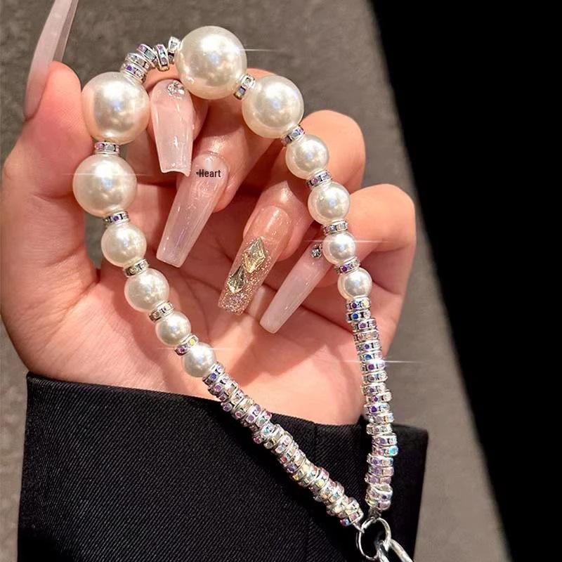 Light Luxury Rhinestone Pearl Phone Wrist Strap and Keychain