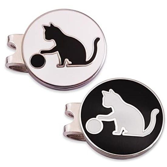 Adhere Golf Marker Cap Clip Magnetic Double-Sided Logo Ball Mark Cute Cat Paw Design Set 2