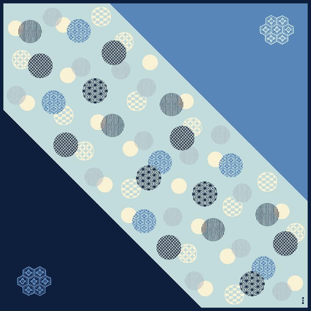 Хамамонья Большая Ткань Горошек Японский Мелкий Узор (Фурошики 90см) синий