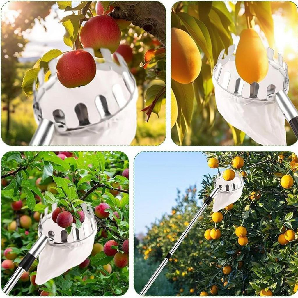 Tree Fruit Picker Tool Telescoping Harvesting Equipment 3.3-13ft Adjusting Fruit Picker For Mango Lemon Orange Pear Cherry Farm