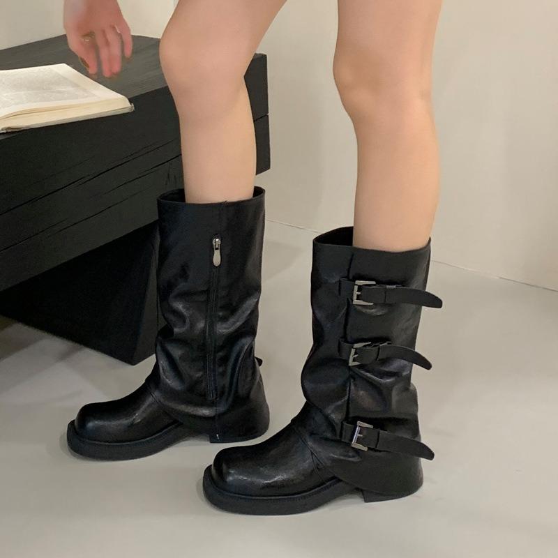 

Рыцарские ботинки фанат королевы черные на толстой подошве новые осенне-зимние стройнящие и увеличивающие рост женские ботинки Мартина женские 40 верблюд