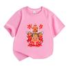 Kids Boys Girls 100% Cotton Crew Neck Short Sleeve T-Shirt, Cute Anime Pochita Ramen Cartoon Print Casual Soft Tee for Daily Playwear Summer Tops