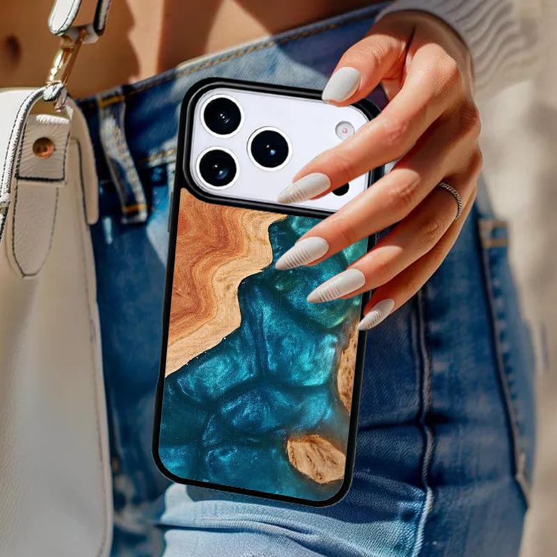 wood Resin Marble printing Phone Case For iPhone 17 Air 14 15 13 12 Max Cover For Apple 16e 11 Pro Max Plus Coque