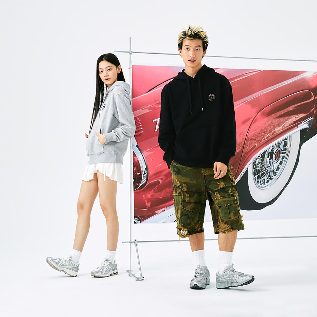 New MLB MONOGRAM Collection New York Yankees 24FW Pullover Hoodie Unisex Black 3AHDM0144-50BKS