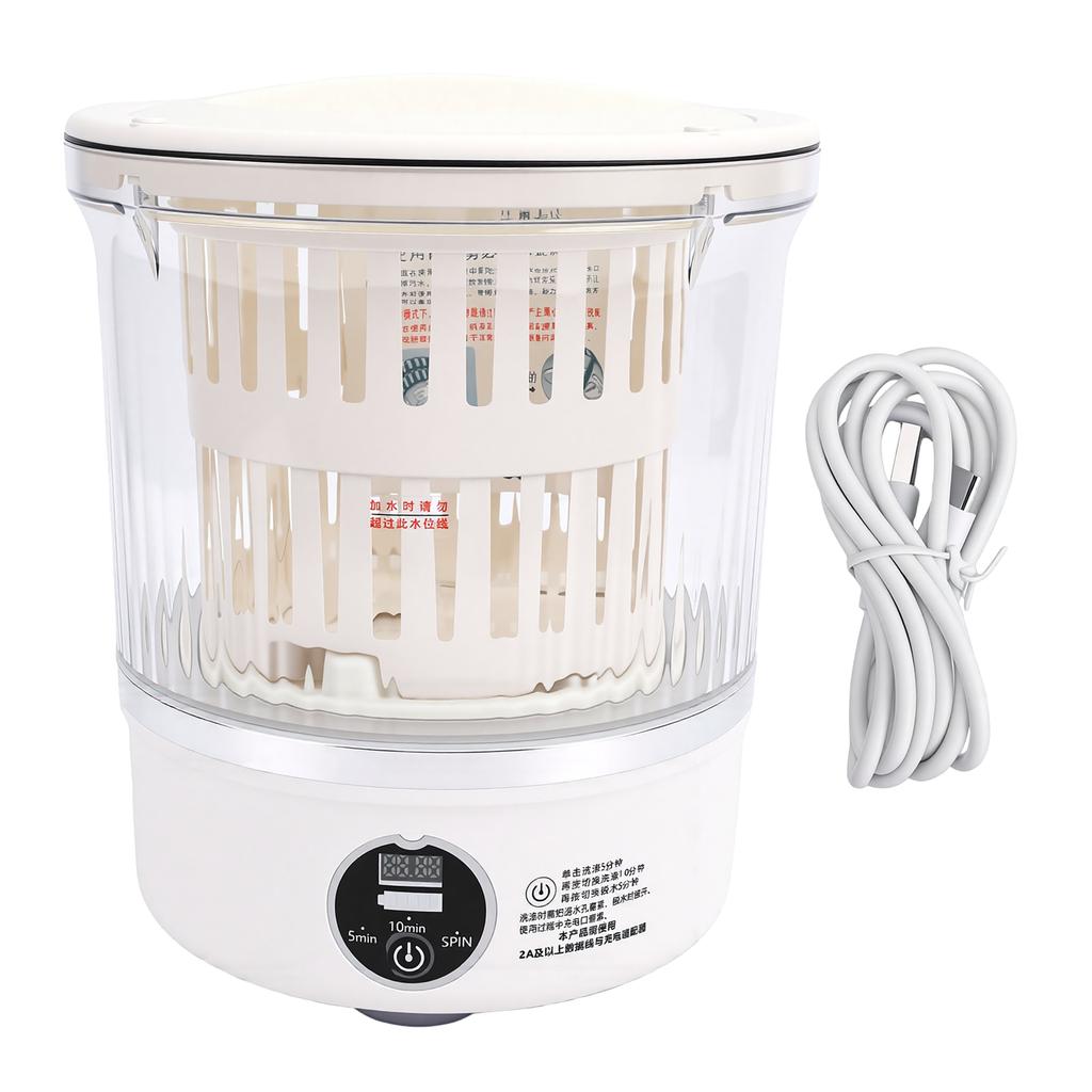 Underwear Washing Machine 3L Rechargeable Cordless Underwear Washer with Spin Basket Drain Outlet for RV Camping