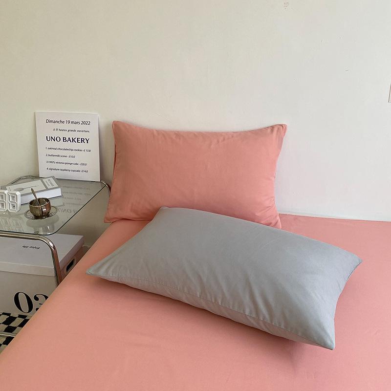 Soft Brushed Polyester-Cotton Solid Color Duvet Cover and Pillowcase Set with Pocket-Style Pillowcase