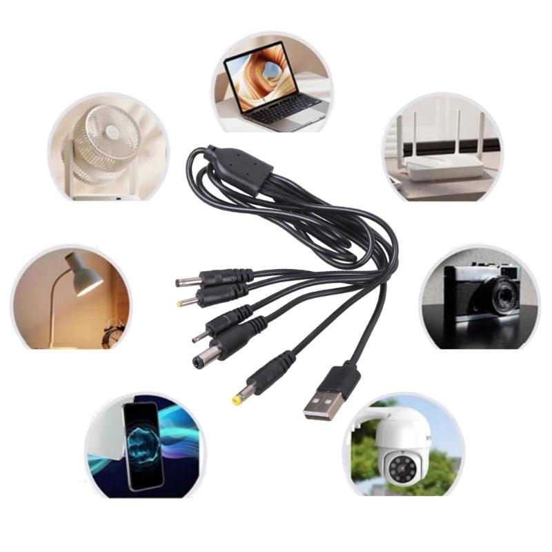 5V USB To 5.5x2.1mm 4.0x1.7mm 2.0x0.6mm 2.5x0.7mm 3.5x1.35mm Charging Cable for Electric Toothbrush Desk Lamp Use