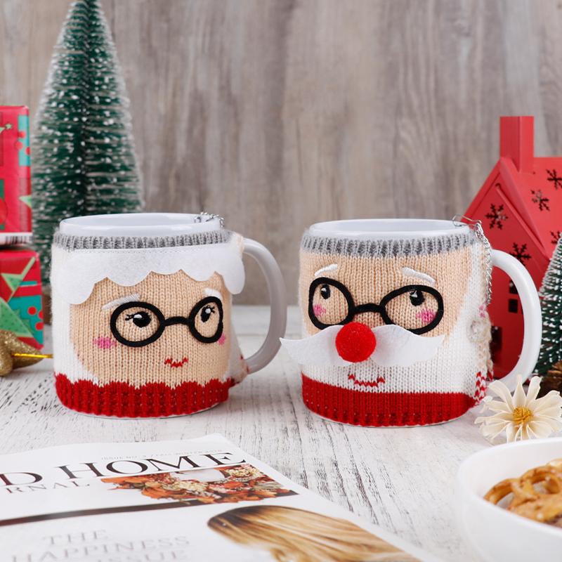 

Christmas Ceramic Mug with Knitted Santa Sleeve & Tree Tea Infuser Festive Tea Cup Set Xmas Gift for Tea Enthusiasts 301-400ml