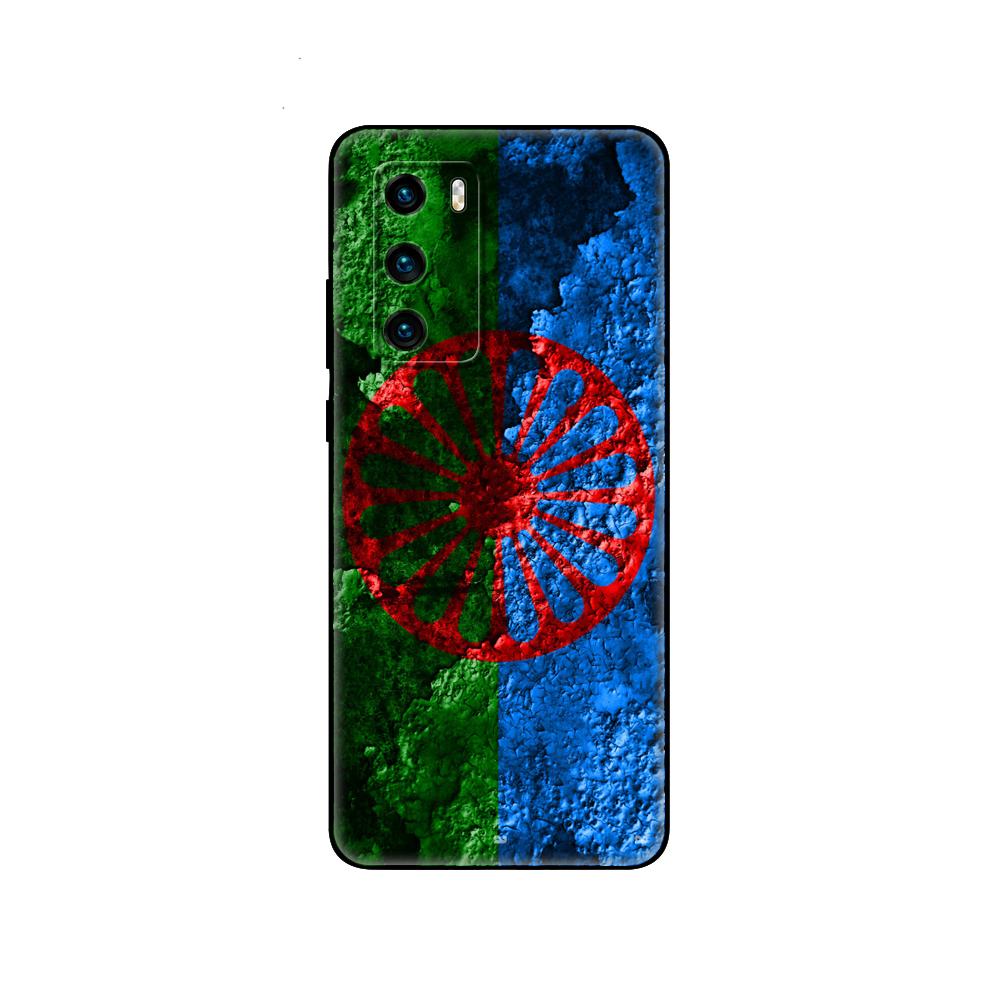 Černé tpu pouzdro pro Huawei P30 Lite P30 Pro P40 pouzdro pro Huawei P40 LITE EP Smart 2020 Pouzdro Kryt Gypsy Romani Roma Flag