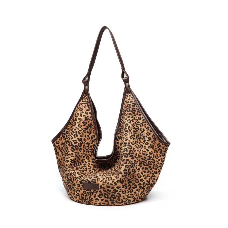 Leopard print large-capacity tote bag women's 2025 new retro shoulder bag design sense underarm bag trend Korean bag